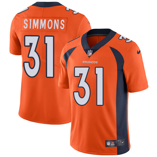 Nike Broncos #31 Justin Simmons Orange Team Color Men's Stitched NFL Vapor Untouchable Limited Jersey
